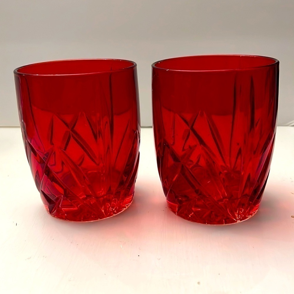 Vintage Heavy Ruby Red Flashed 12 ounce Glasses